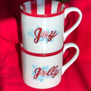2007 NEW Set of 2 Starbucks Jolly Christmas Holiday coffee mug tea cup gift